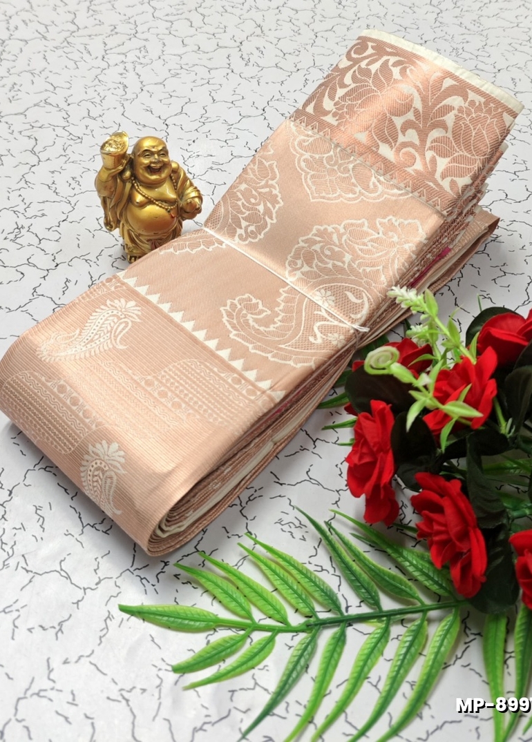 BRIDAL SILK GOLD SILVAR AND COPPER ZARI WEAVE AND WEDDING ART SILK SUBA MUHURTHA PATTU SAREES - WHITE (2)