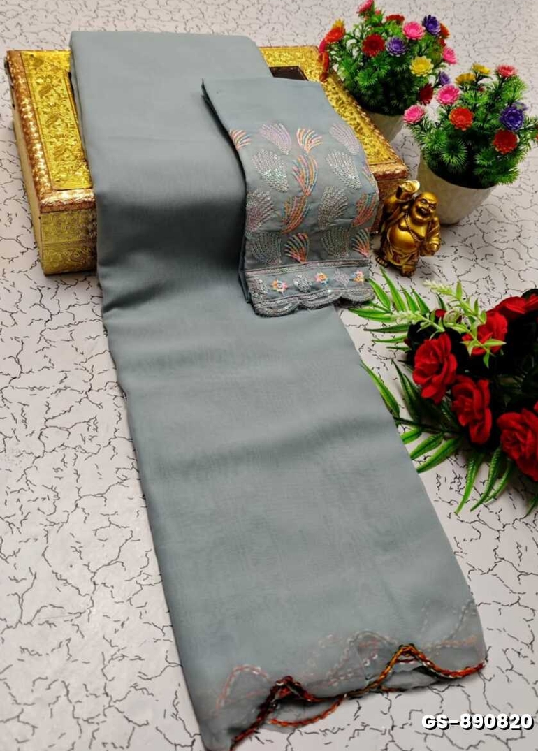 GEORGETTE FANCY SOFT SILK SAREES WITH BLOUSE MODERN FANCY ITEM SAREES - AS COLOR