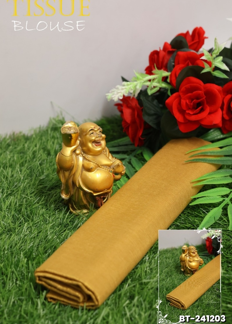 WOMEN TISSUE BLOUSE PIECE MATERIAL (1 METER ) - GOLD (1)