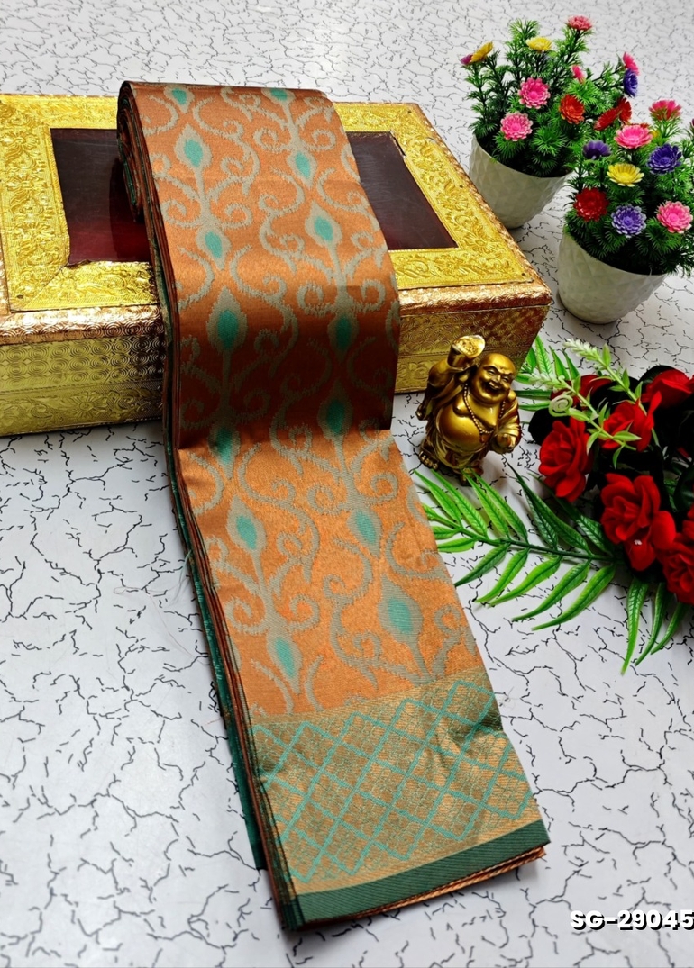 KUBERA ELITE BRIDAL RAPIER FANCY LIGHT WEIGHT SILK TYPE SAREES FUNCTION WEAR SAREE  COLLECTION - LIGHT ORANGE