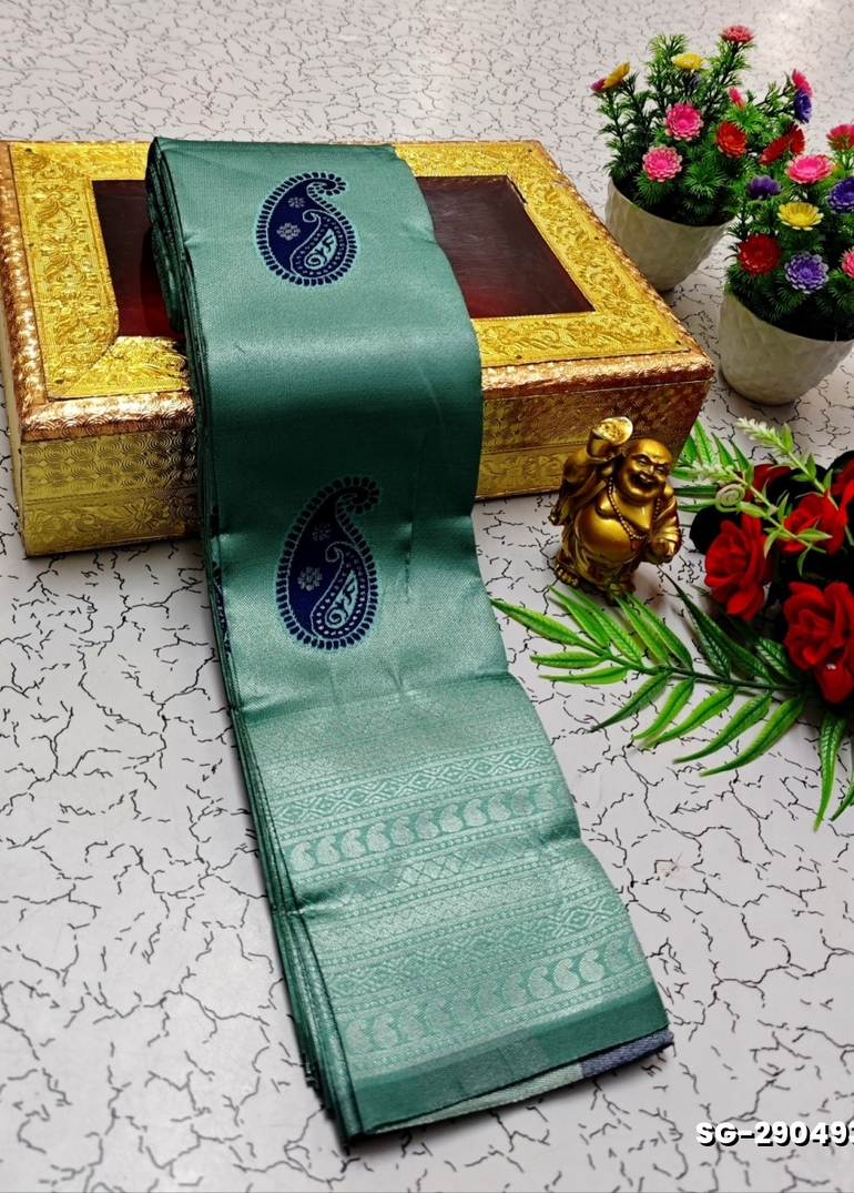 KUBERA ELITE BRIDAL RAPIER FANCY LIGHT WEIGHT SILK TYPE SAREES FUNCTION WEAR SAREE  COLLECTION - TURQUOISE GREEN