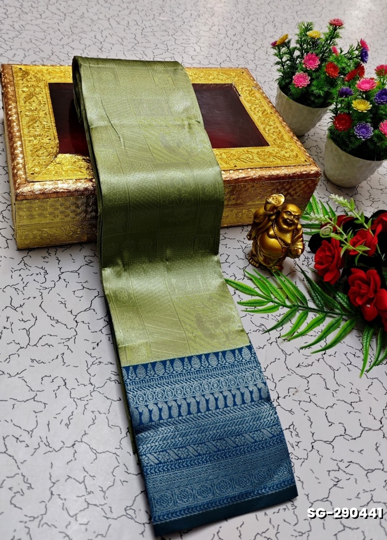 KUBERA ELITE BRIDAL RAPIER FANCY LIGHT WEIGHT SILK TYPE SAREES FUNCTION WEAR SAREE  COLLECTION - LIGHT GREEN