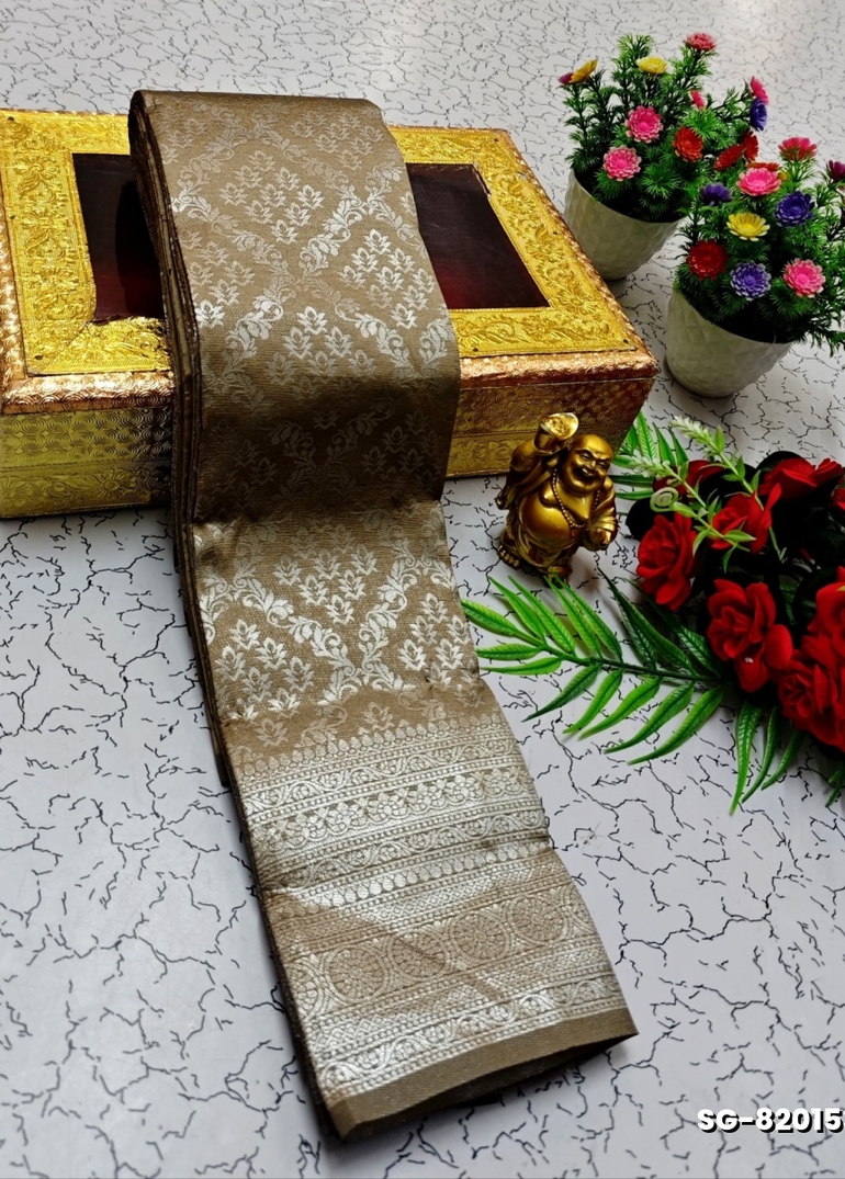 KUBERA ELITE BRIDAL RAPIER FANCY LIGHT WEIGHT SILK TYPE SAREES FUNCTION WEAR SAREE RICH DESIGN ALL OVER BODY - BROWN