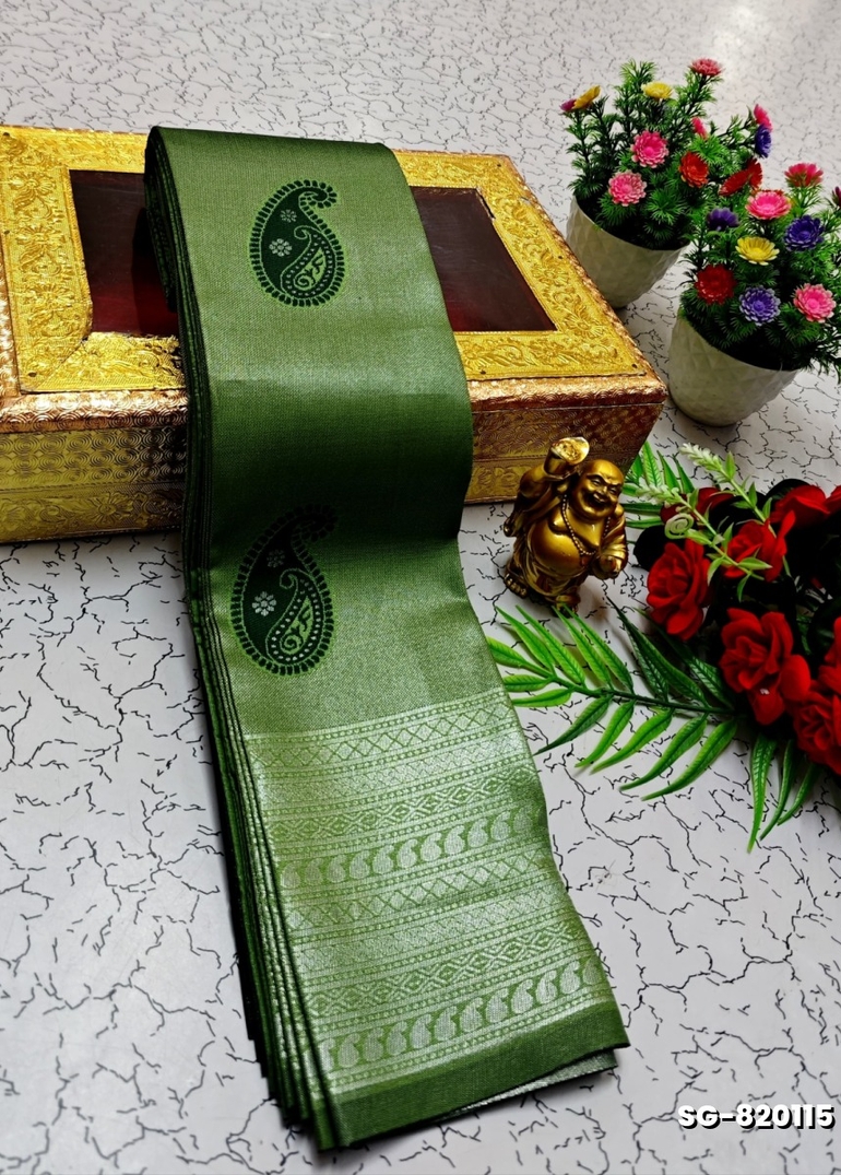 KUBERA ELITE BRIDAL RAPIER FANCY LIGHT WEIGHT SILK TYPE SAREES FUNCTION WEAR SAREE RICH DESIGN ALL OVER BODY - GREEN