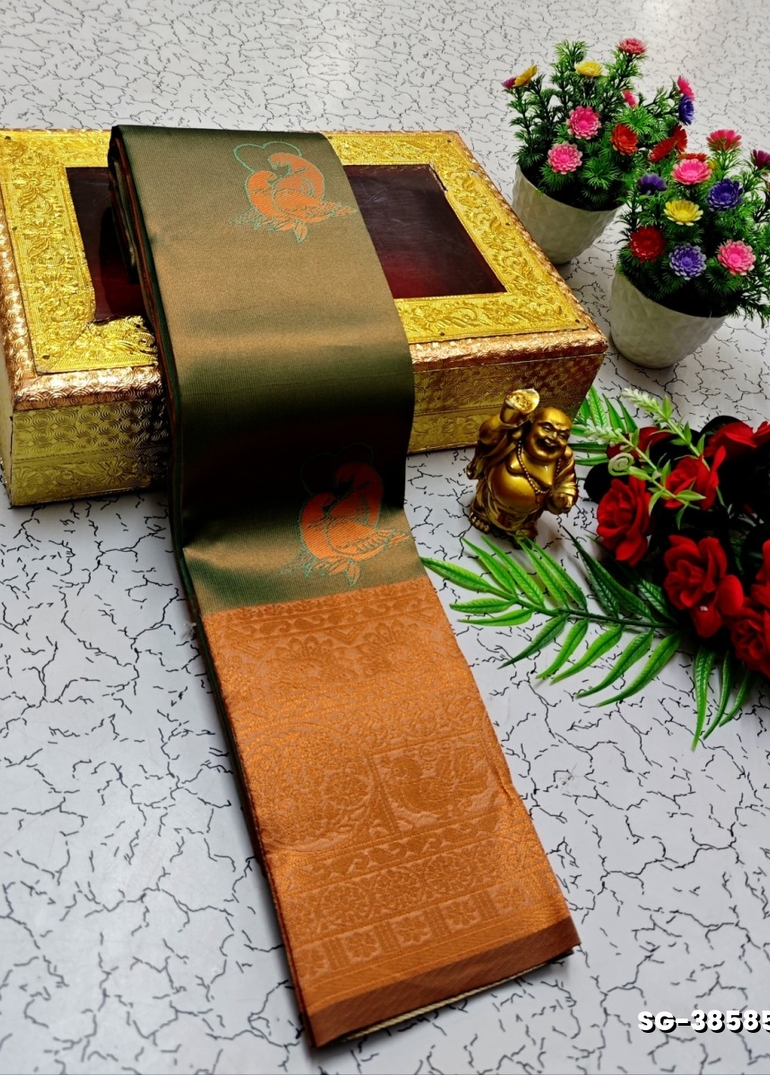 KUBERA ELITE BRIDAL RAPIER FANCY LIGHT WEIGHT SILK TYPE SAREES FUNCTION WEAR SAREE FANCY DESIGN - MILD GOLD