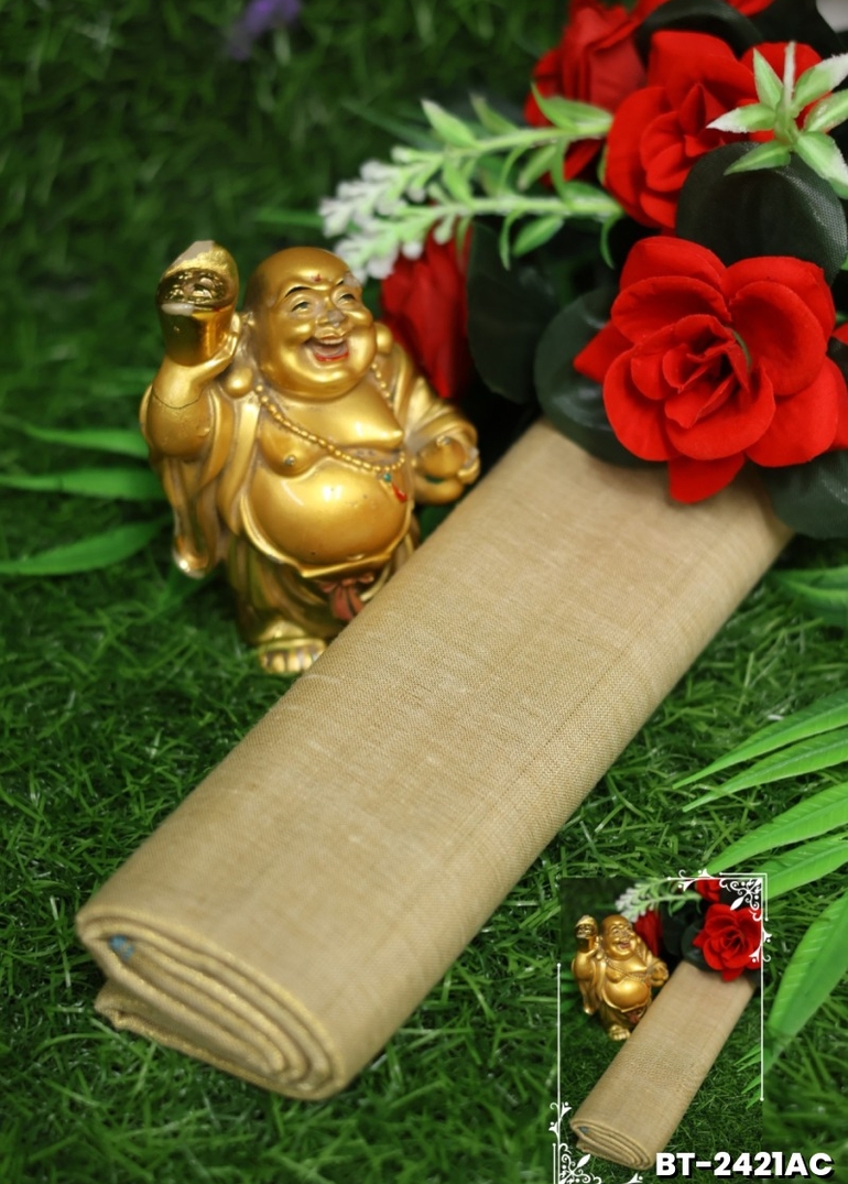 Women Tissue Blouse Piece Material ( 1 Meter ) - LIGHT GOLD (2)