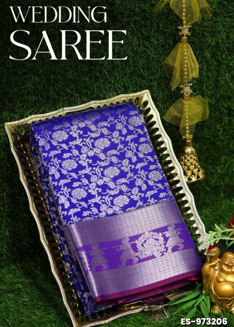 Samuthrika / Vasthrakala Bridal Silk Saree Full And Full Jari Weave Saree Unique Designs - ROYAL BLUE