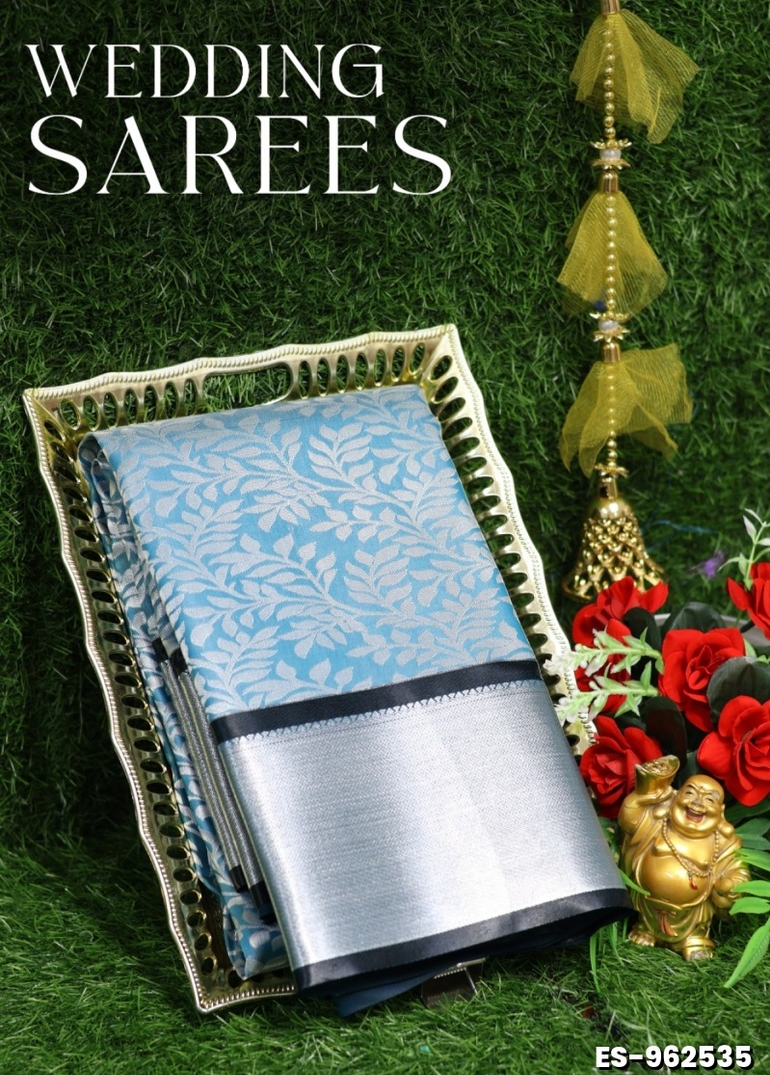 Bridal Silk Perfection  Woven from premium bridal silk — a silk variety revered for its luster, purity, and durability - DARK SKY BLUE