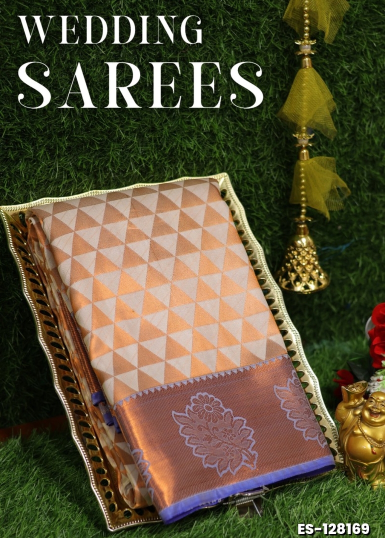 Samuthrika / Vasthrakala Bridal Silk Saree Wedding Saree - BEIGE COLOUR