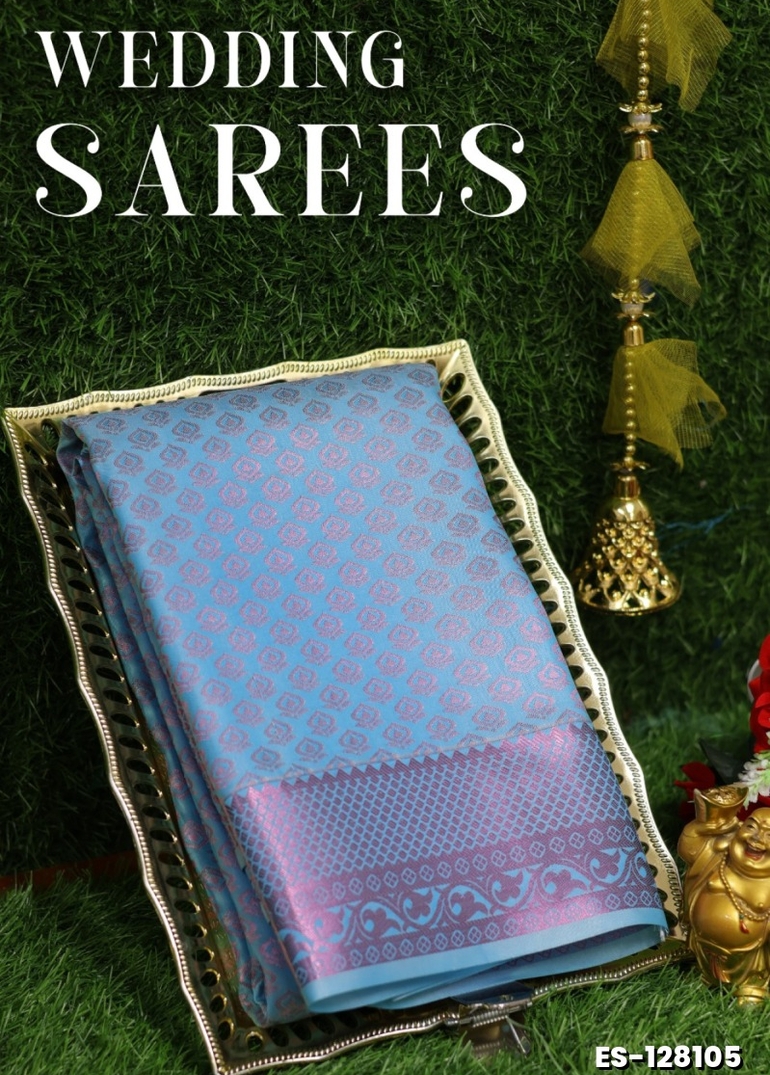 Samuthrika / Vasthrakala Bridal Silk Saree Wedding Saree - SKY BLUE