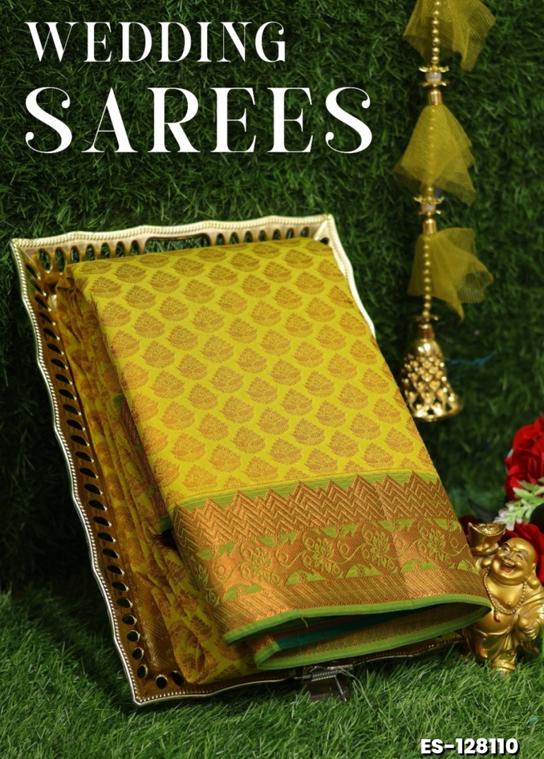 Samuthrika / Vasthrakala Bridal Silk Saree Wedding Saree - YELLOW