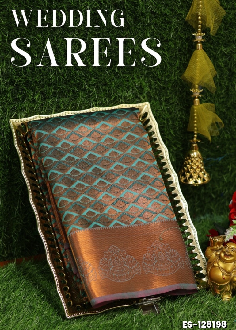 Samuthrika / Vasthrakala Bridal Silk Saree Wedding Saree - LITE TEAL