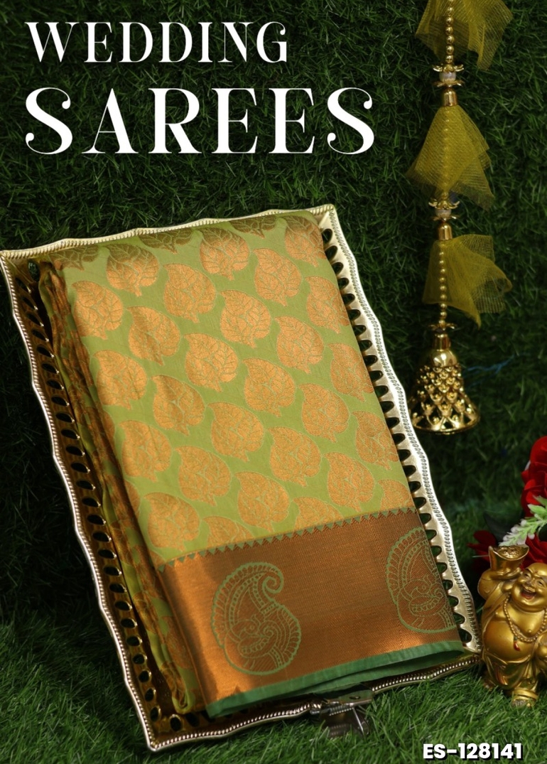 Samuthrika / Vasthrakala Bridal Silk Saree Wedding Saree - LIGHT GREEN