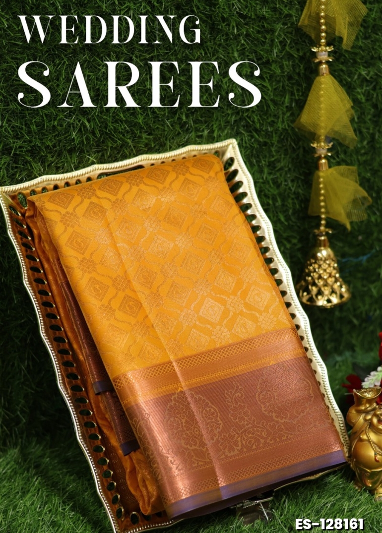 Samuthrika / Vasthrakala Bridal Silk Saree Wedding Saree - YELLOW COLOR