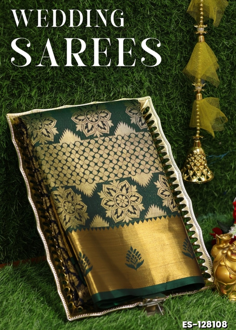 Samuthrika / Vasthrakala Bridal Silk Saree Wedding Saree - NAVY COLOUR