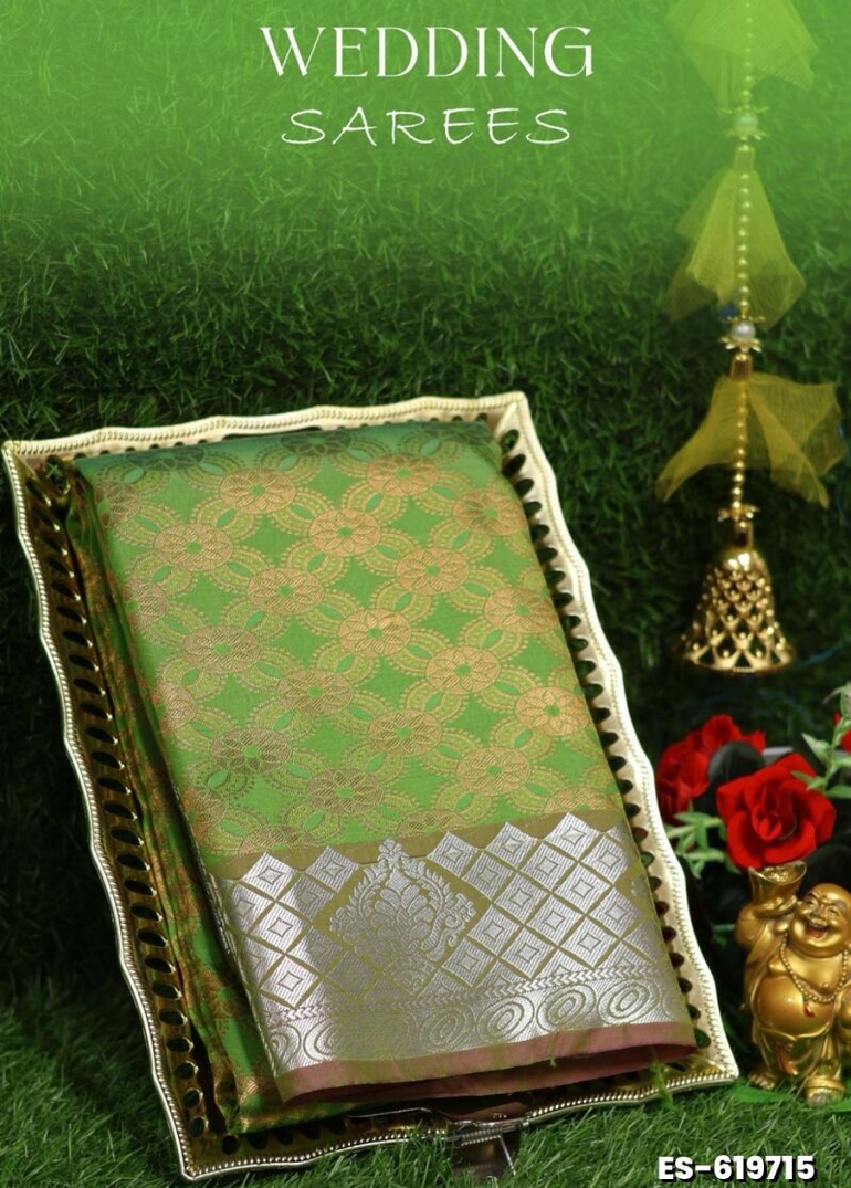 Samuthrika / Vasthrakala Bridal Silk Saree Wedding Saree - GREEN (2)