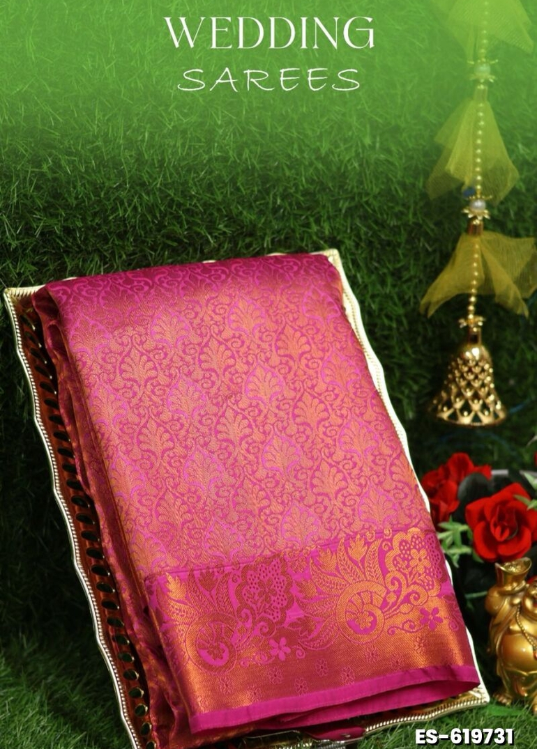 Samuthrika / Vasthrakala Bridal Silk Saree Wedding Saree - DARK PINK (2)