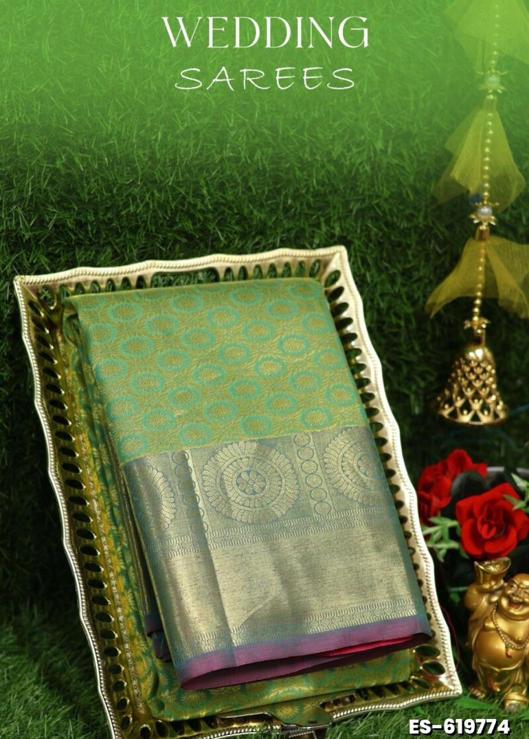 Samuthrika / Vasthrakala Bridal Silk Saree Wedding Saree - EMERALD COLOUR (1)
