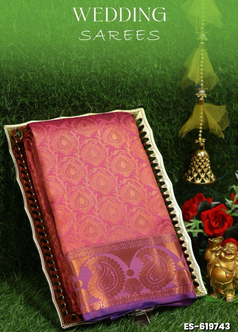 Samuthrika / Vasthrakala Bridal Silk Saree Wedding Saree - LIGHT PINK (2)