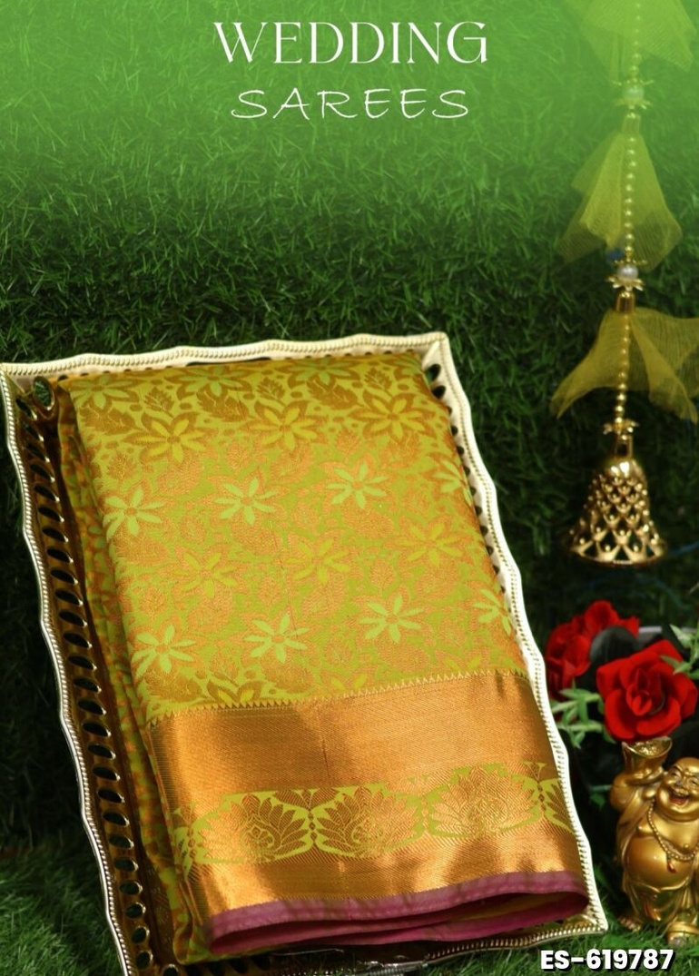 Samuthrika / Vasthrakala Bridal Silk Saree Wedding Saree - FLORAISON GREEN (2)