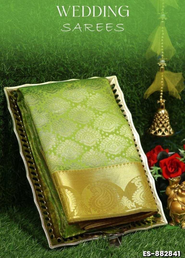 Samuthrika / Vasthrakala Bridal Silk Saree Wedding Saree - LIGHT GREEN (1)