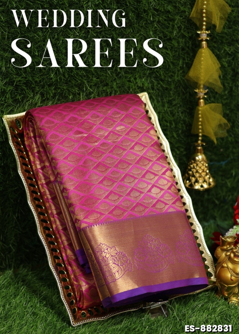 Samuthrika / Vasthrakala Bridal Silk Saree Wedding Saree - DARK PINK (3)