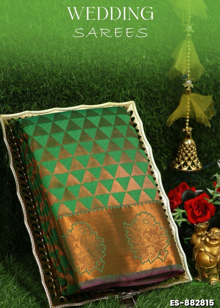 Samuthrika / Vasthrakala Bridal Silk Saree Wedding Saree - GREEN (3)