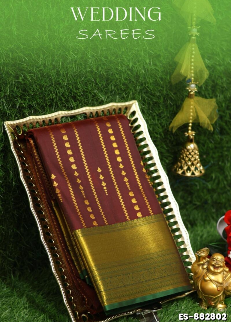 Samuthrika / Vasthrakala Bridal Silk Saree Wedding Saree - MERUN (1)