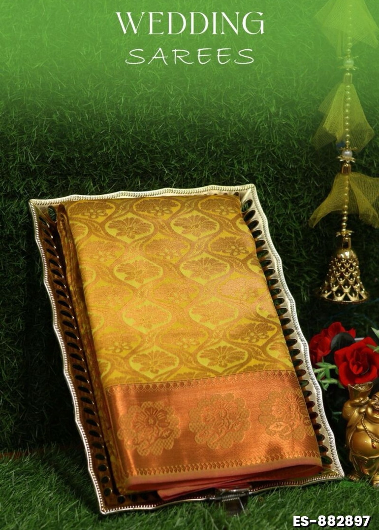 Samuthrika / Vasthrakala Bridal Silk Saree Wedding Saree - LEMON YELLOW (1)