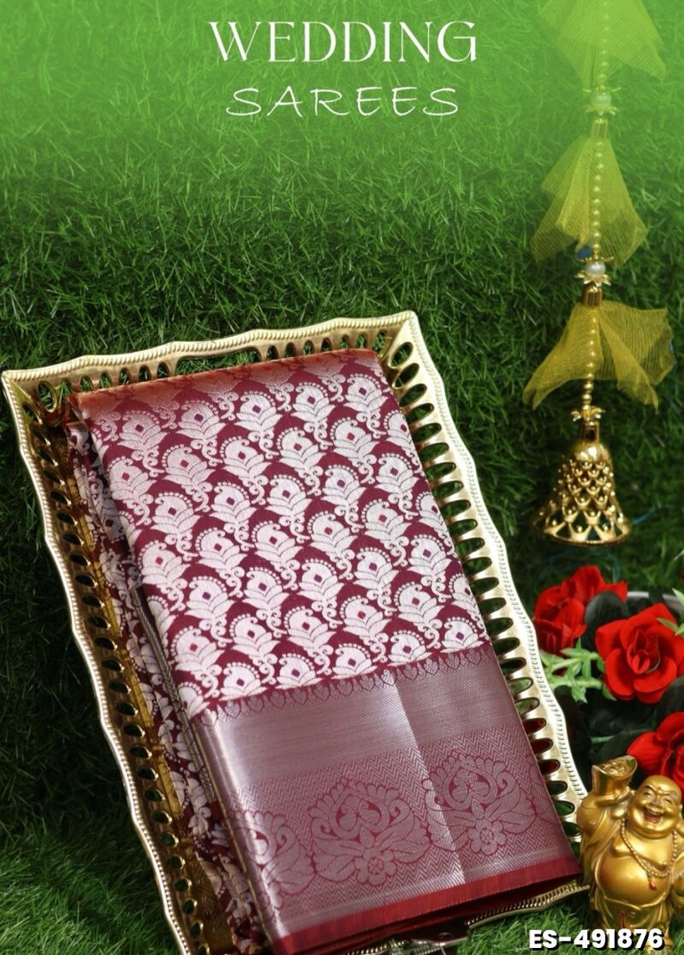 Samuthrika / Vasthrakala Bridal Silk Saree Wedding Saree - PLUM COLOUR (1)