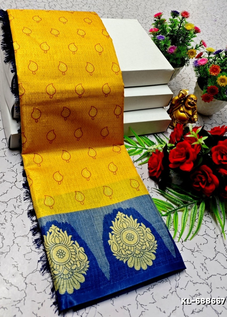 DEGITAL KARGIL PRINTED  COTTON TYPE SAREE - GOLD COLOUR (8)