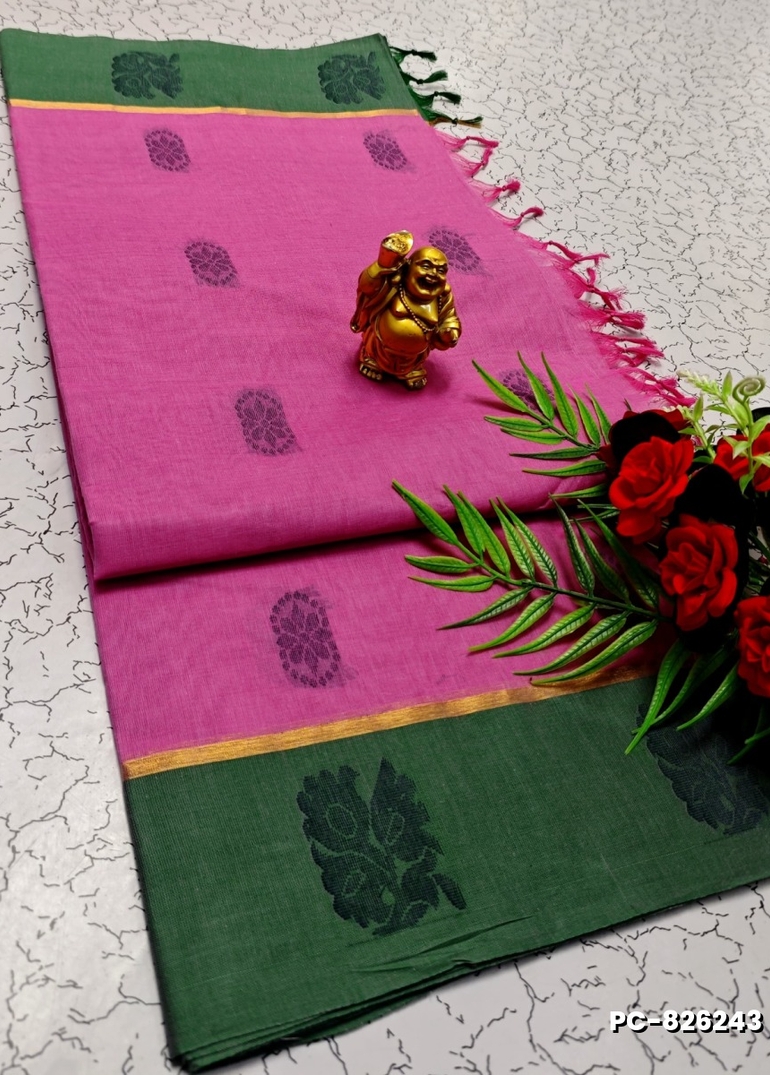 PURE COTTON HAND WORK BUTTAS SAREES – SUMMER SPECIAL COLLECTION - LIGHT PINK