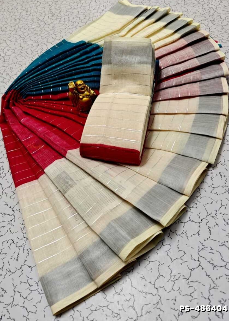 PUSHPA 2 LINEN COTTON SAREES - RED (1)