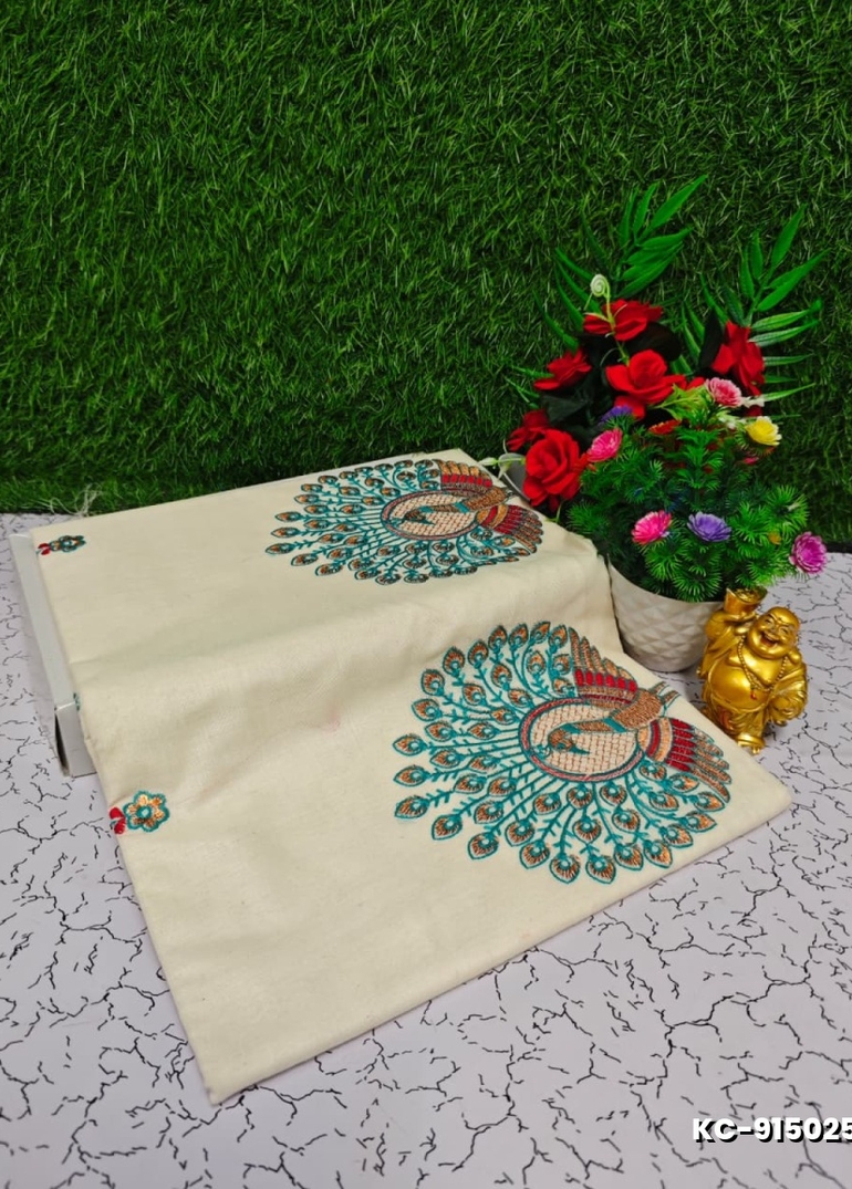 Trending kerala onam special kasavu saree full work embossed digital printing cotton saree collections - WHITE (10)