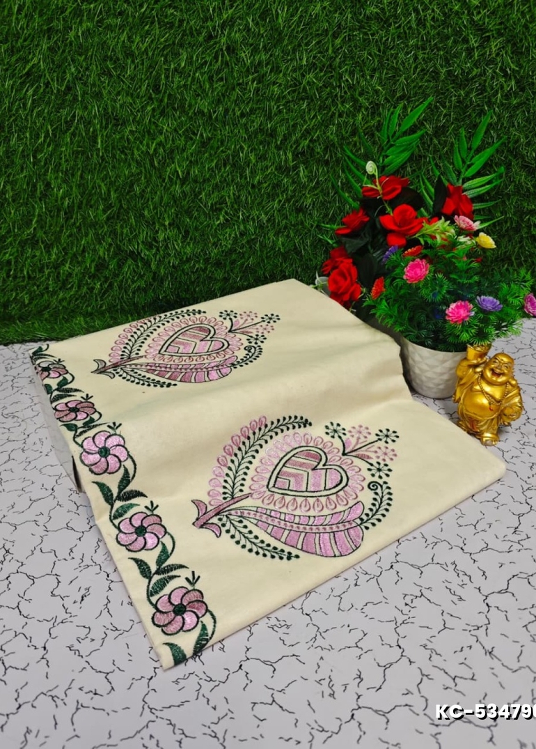 Trending kerala onam special kasavu saree full work embossed digital printing cotton saree collections - WHITE N (12)