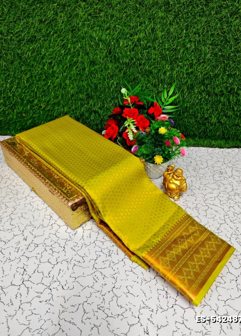 Bridal Silk Gold Silvar And Copper Zari Weave And Wedding Art Silk Sarees - FLORAISON GREEN (11)
