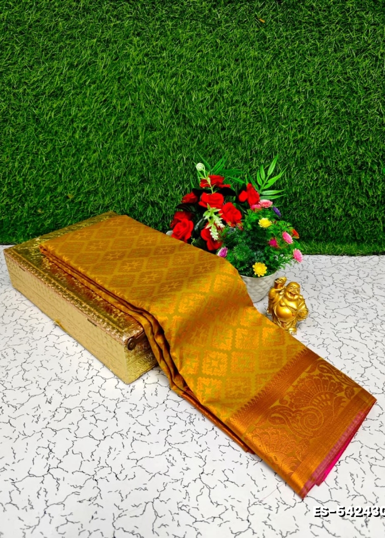 Bridal Silk Gold Silvar And Copper Zari Weave And Wedding Art Silk Sarees - PESTA GREEN (1)