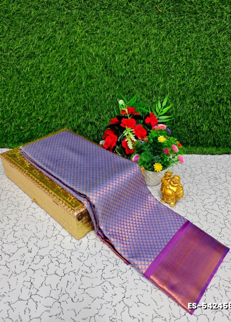 Bridal Silk Gold Silvar And Copper Zari Weave And Wedding Art Silk Sarees - NORMAL  BLUE (4)