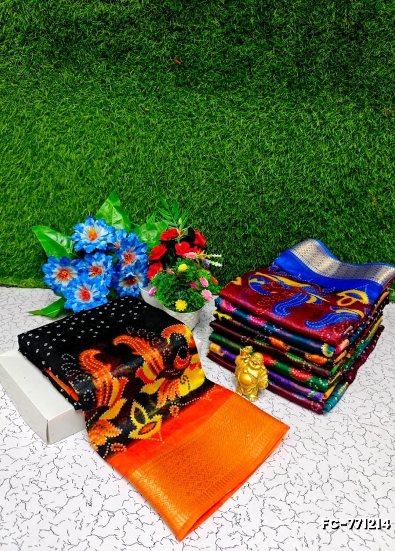 Fancy Print  Office Wear Cotton Sarees All Over Body Full And Full Dots Design Border Above Peacock Design Premium Look lightweight Comfortable Wear - BLACK