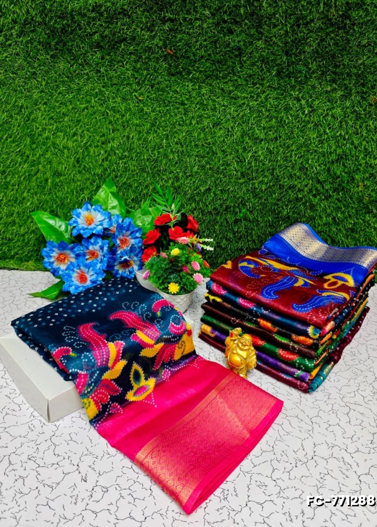 Fancy Print  Office Wear Cotton Sarees All Over Body Full And Full Dots Design Border Above Peacock Design Premium Look lightweight Comfortable Wear - PEACKOK BLUE