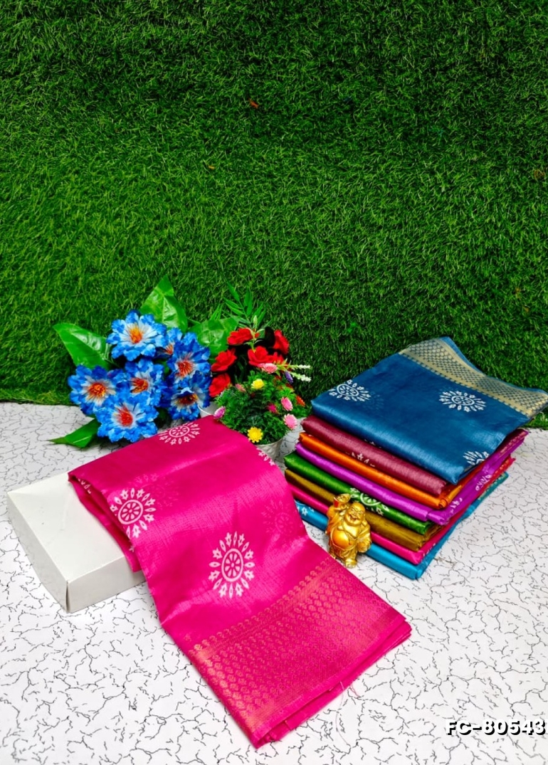 Fancy Print  Office Wear Cotton Sarees All Over Body Circle Poo Design Premium Look lightweight Comfortable Wear - DARK PINK