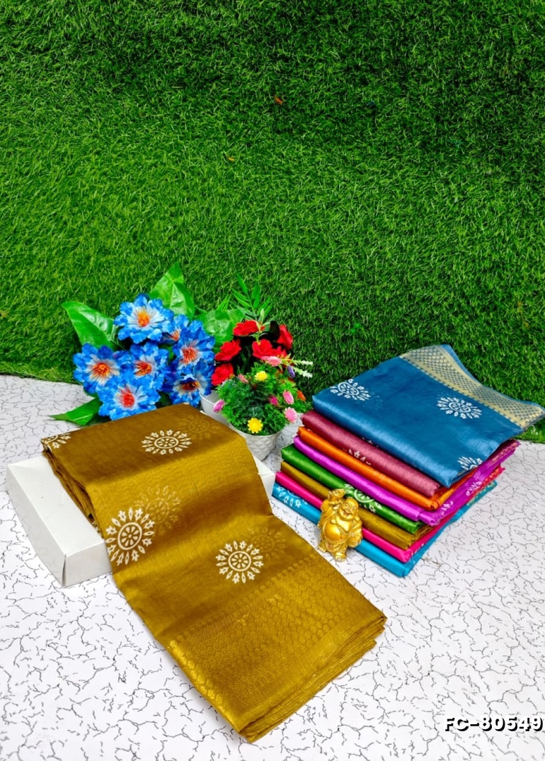 Fancy Print  Office Wear Cotton Sarees All Over Body Circle Poo Design Premium Look lightweight Comfortable Wear - LIGHT OLIVE