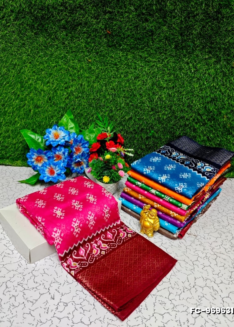 Fancy Print  Office Wear Cotton Sarees All Over Body Poo Design Premium Look lightweight Comfortable Wear - DARK PINK (1)