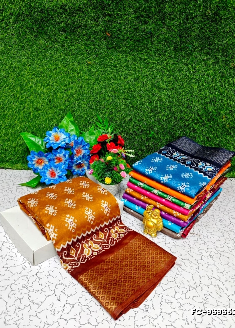 Fancy Print  Office Wear Cotton Sarees All Over Body Poo Design Premium Look lightweight Comfortable Wear - VENTHAYA COLOUR