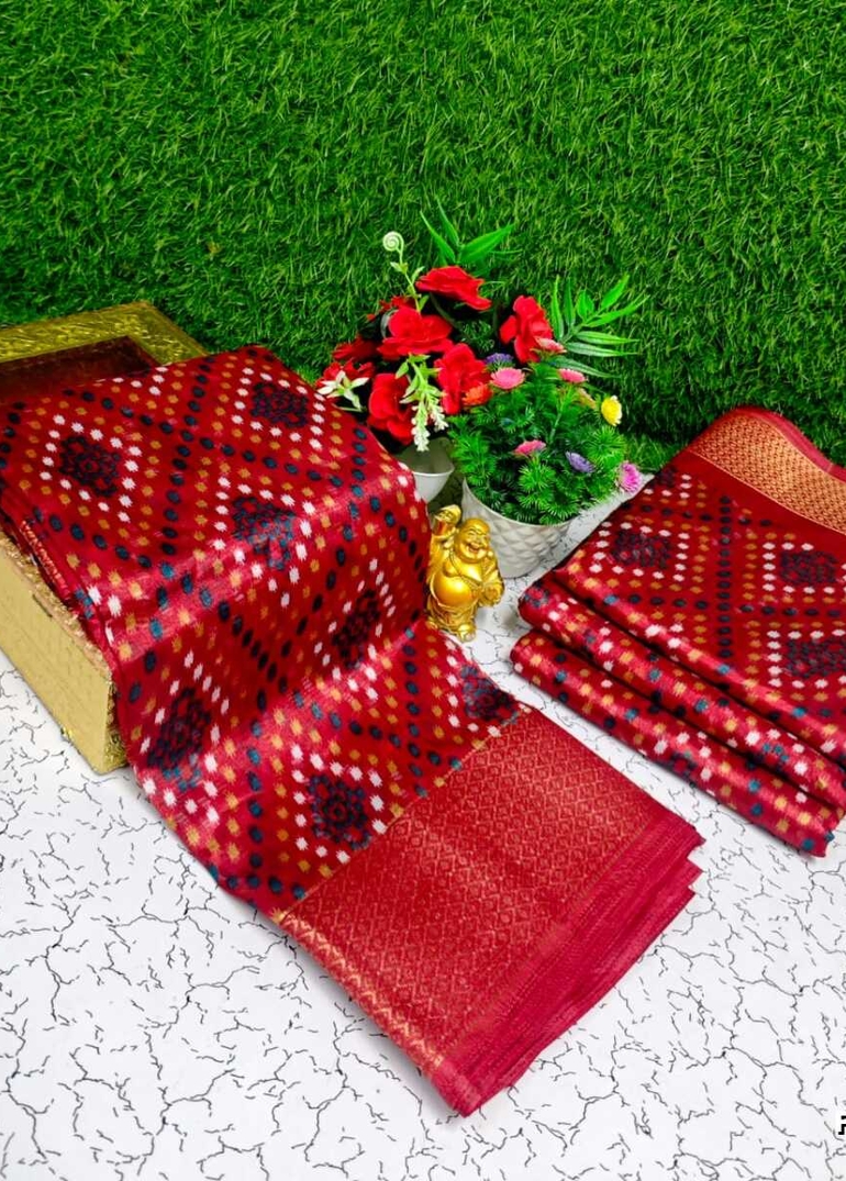 Fancy print office wear cotton sarees all over body Diamond Pattern Dots design premium look lightweight comfortable wear - MERUN