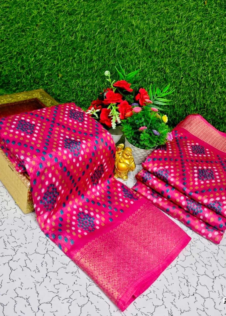 Fancy print office wear cotton sarees all over body Diamond Pattern Dots design premium look lightweight comfortable wear - DARK PINK