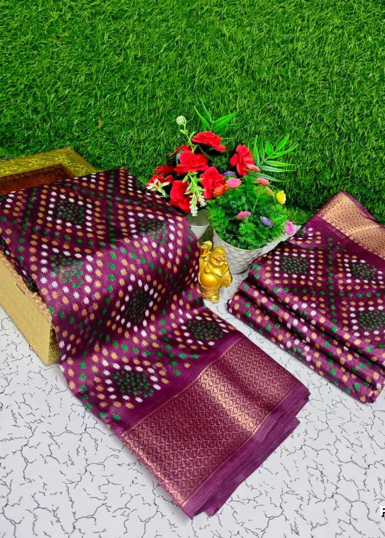Fancy print office wear cotton sarees all over body Diamond Pattern Dots design premium look lightweight comfortable wear - WINE COLOUR