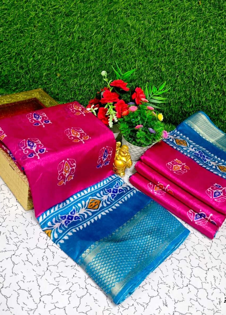 Fancy print office wear cotton sarees all over body  poo pattern design premium look lightweight comfortable wear - DARK PINK