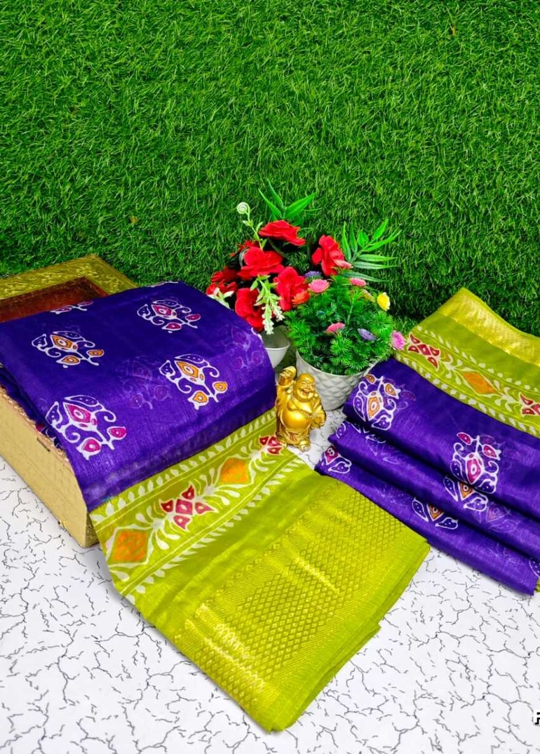 Fancy print office wear cotton sarees all over body  poo pattern design premium look lightweight comfortable wear - BRINJAL COLOUR