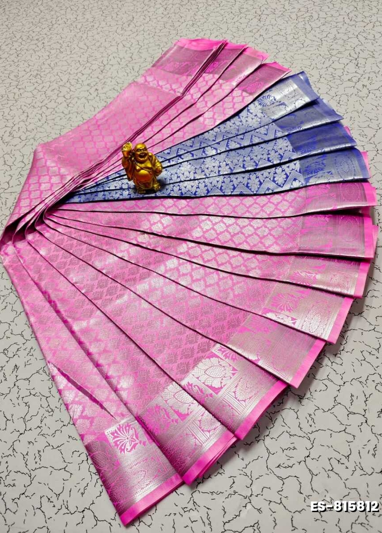 Bridal Silk Gold Silvar And Copper Zari Weave And Wedding Art Silk Sarees - PINK (7)